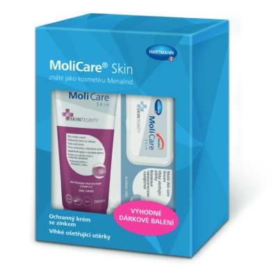 Výhodné balenie MoliCare Skin ochranný krém so zinkom a vlhké ošetrujúci utierky